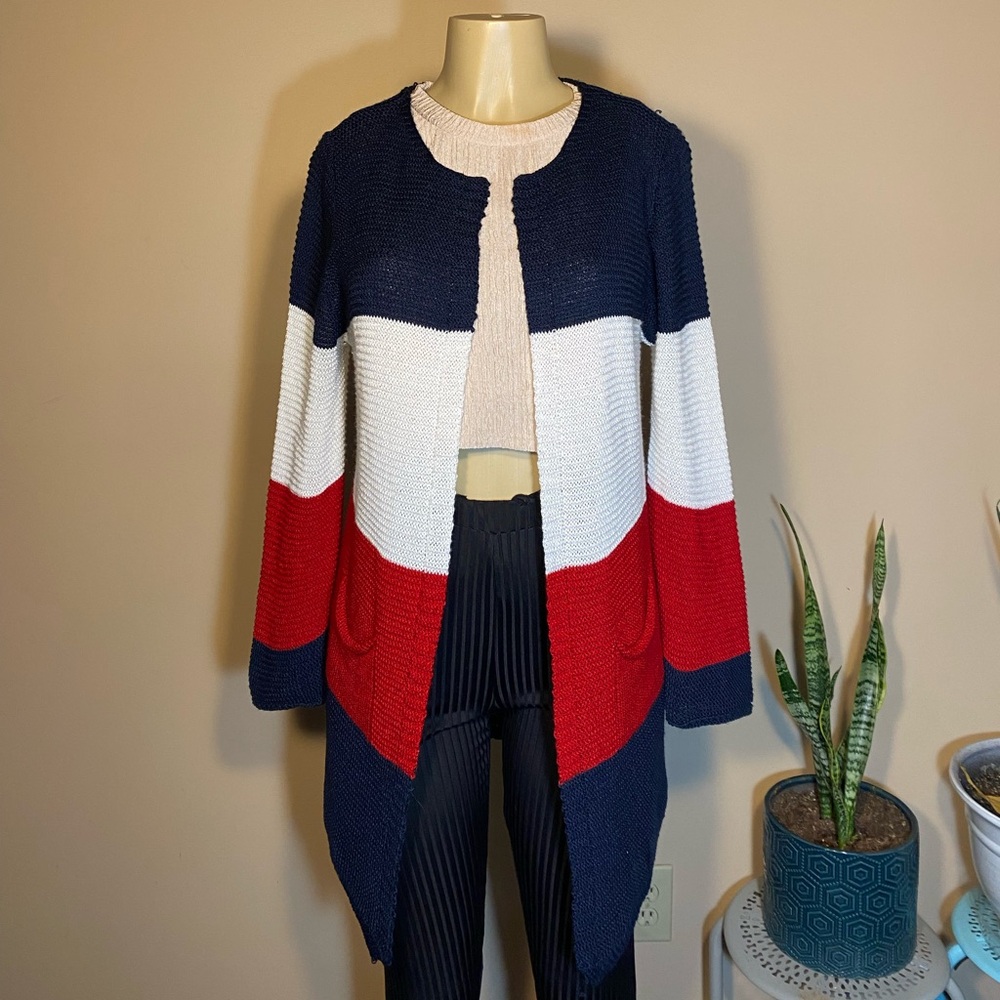 Vivacouture Tricolor Open Cardigan